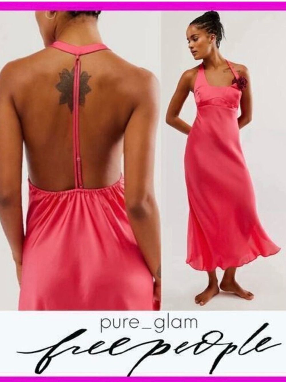 Free People Pink Backless Slip Dress